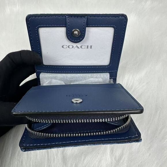 Coach Snap Wallet In Silver/Denim CAP07 NWT - Picture 5 of 6